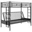 Lit superposé simple au-dessus de double en métal pour enfants et adolescents, conception multifonctionnelle, noir