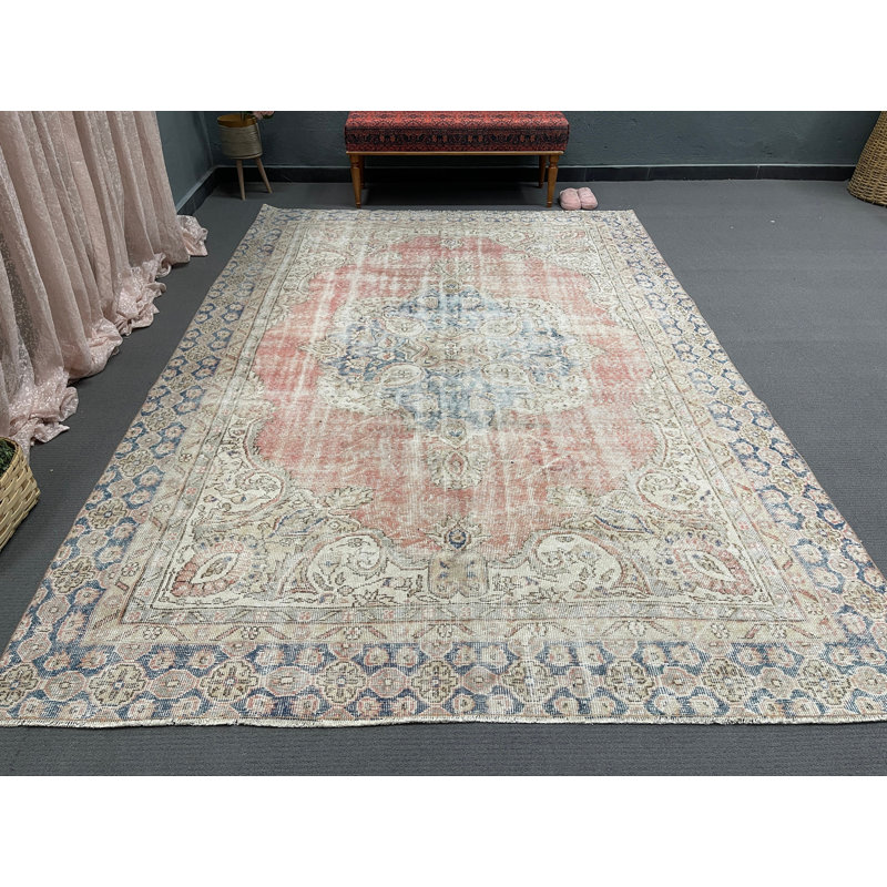 Tapis rétro surdimensionné en laine patchwork beige surdimensionné 8,3 x 12,4 pi