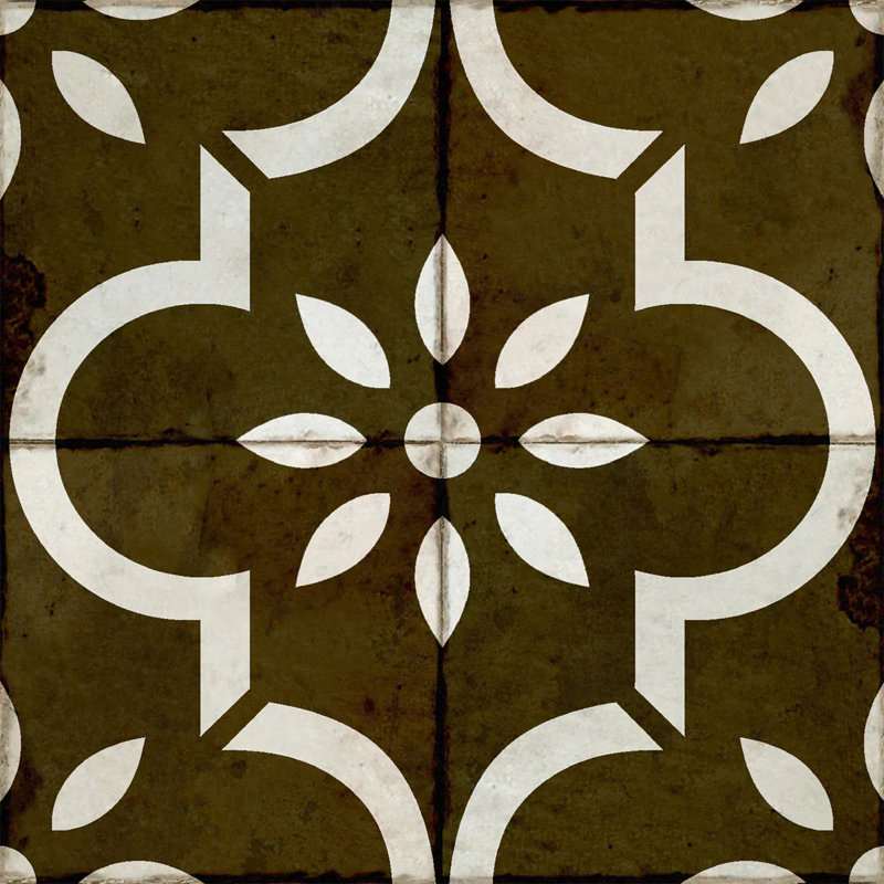 Carreau de mosaïque floral en vinyle 12 po x 12 po, Marron foncé