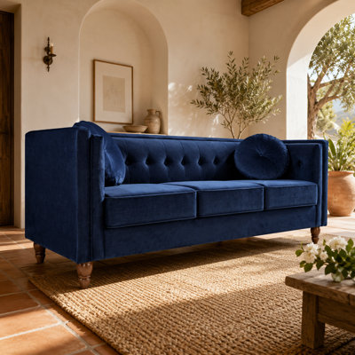 Canapé Chesterfield en velours écrasé 80,7 po Marvelle