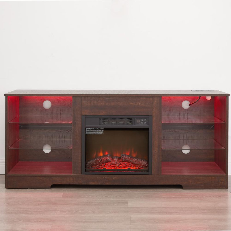Console TV Stand with Fireplace (Espresso)