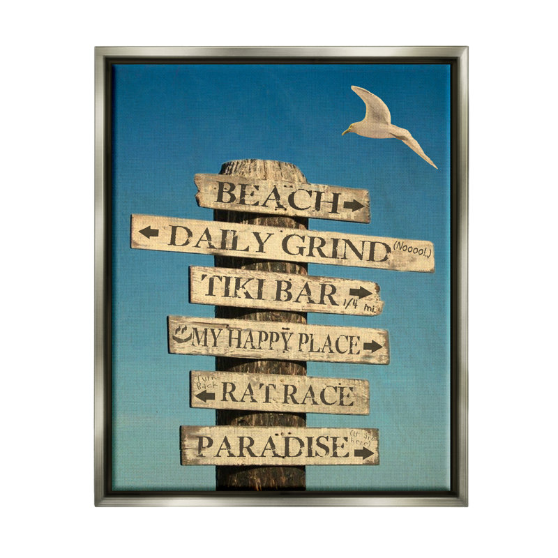 "Stupell Industries", "Beach directions", art mural sur toile par Graffi * Tee Studios, H 21 po x l 17 po x P 1,7 po