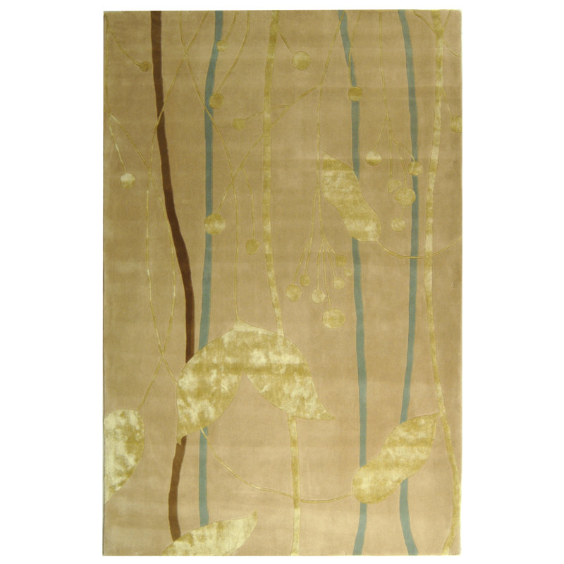 Charbonneau Drive Hand Tufted Wool Pile Floral Rug, Rectangle 6' x 9'