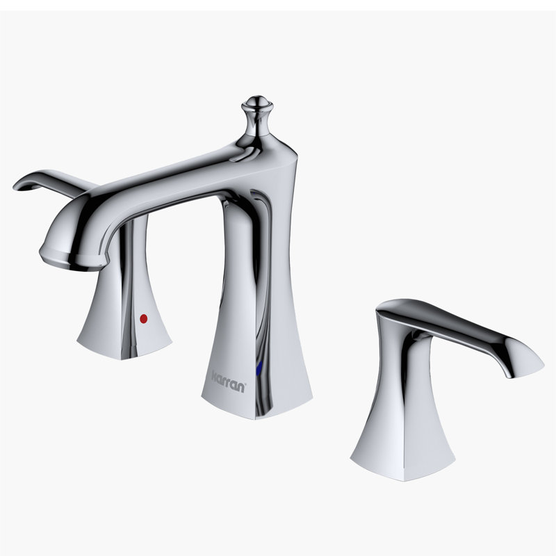 8 po Karran Woodburn Robinet de salle de bain à 2 poignées avec drain escamotable assorti, Chrome