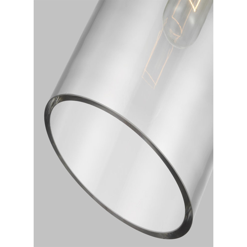 Garrett 1 - Light Single Cylinder Pendant by Chapman & Myers, 21.75" H x 5.5" W x 5.5" D, Polished Nickel