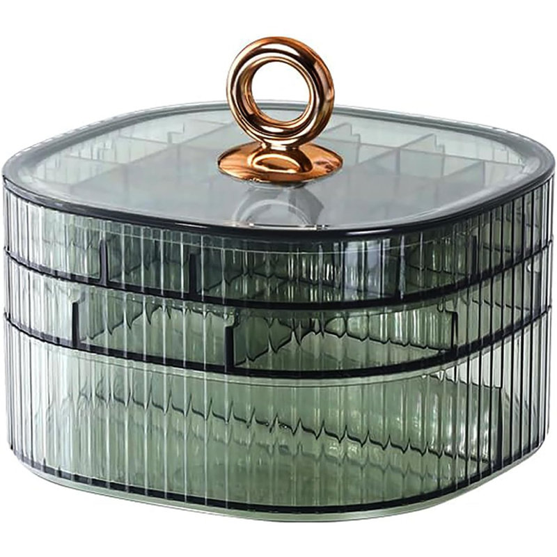 3-Layer Acrylic Jewelry Organizer With Handle, Clea...