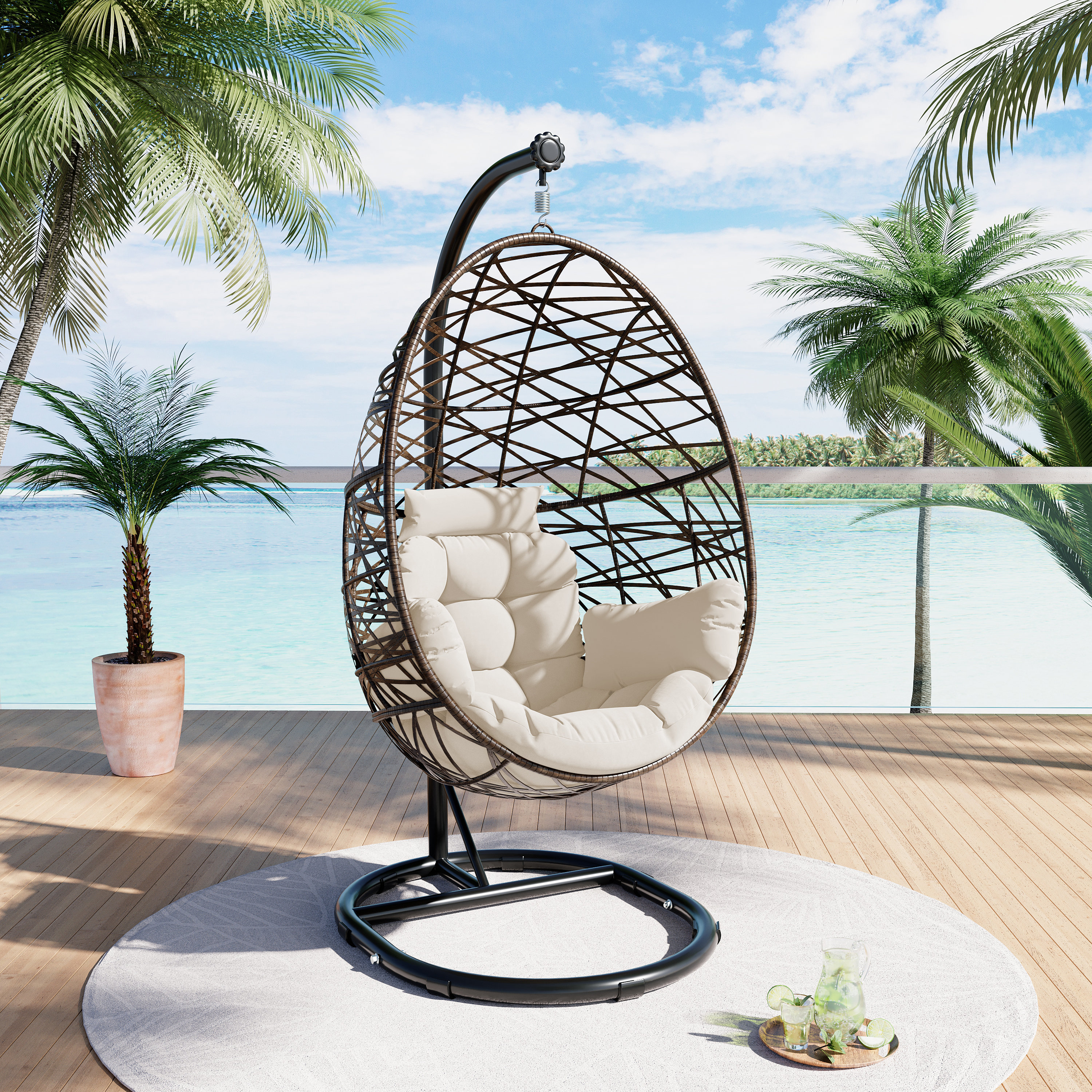 Circle Wicker Hammock Chair Jaden Outdoor Hanging Egg Chair