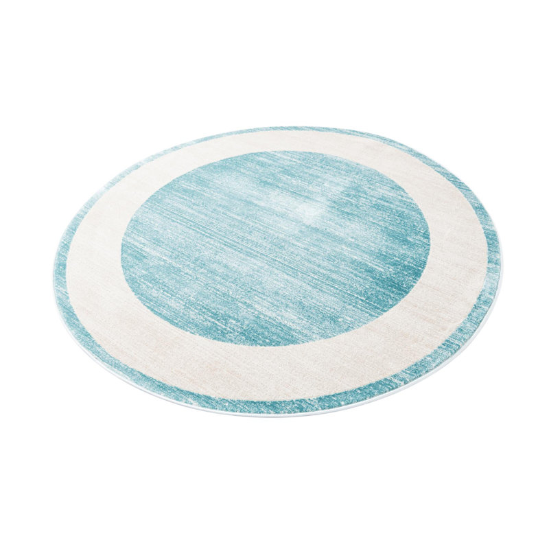 Tapis traditionnel turquoise Adelgunde, Rond 3 pi 3 po