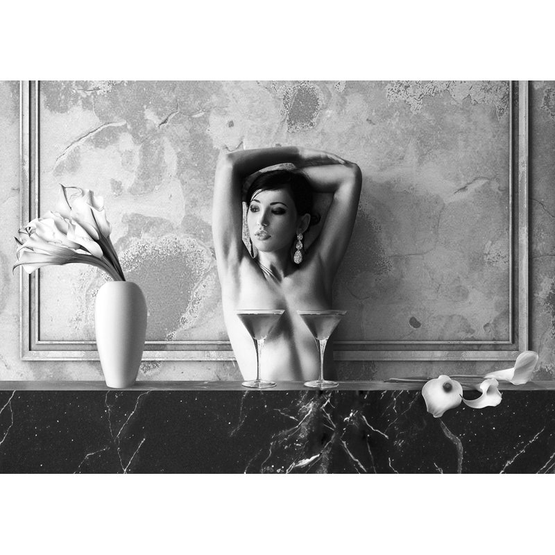 3AP6117 Cocktail For Two (BW) (BW) by Julian Lauren - Wrapped Canvas Art Prints, 70cm H x 100cm W x 4cm D