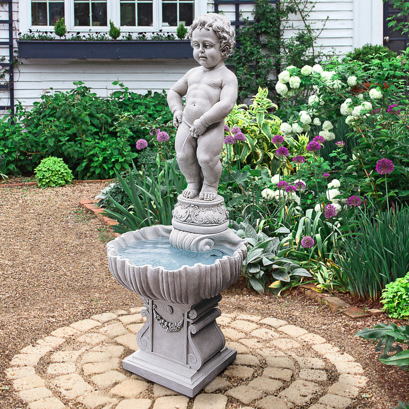 Fontaine sculpturale Manneken Pis avec base piédestal