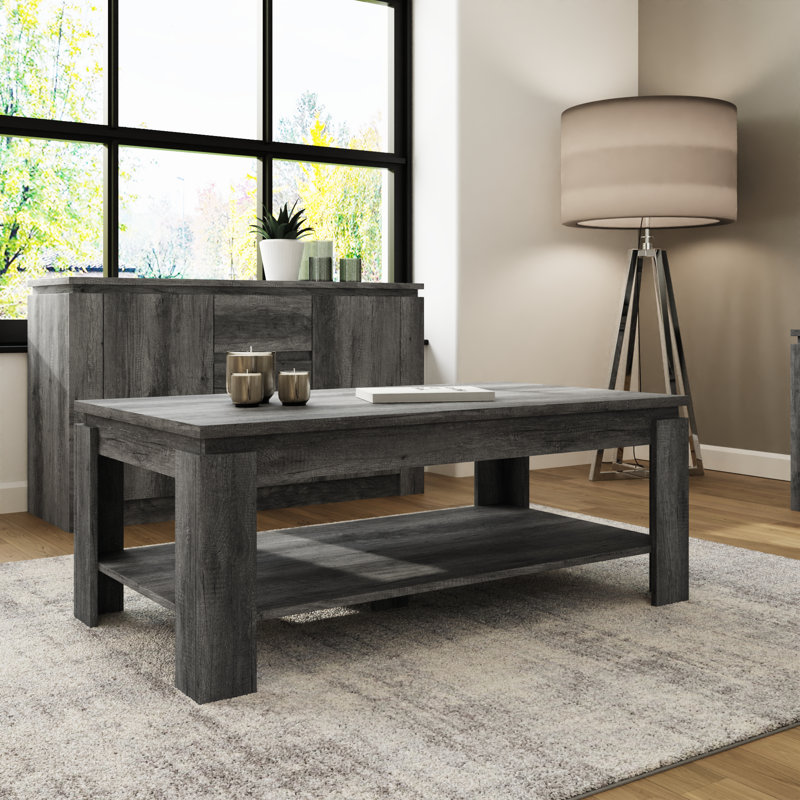 Allred Coffee Table with Storage, Charcoal Grey