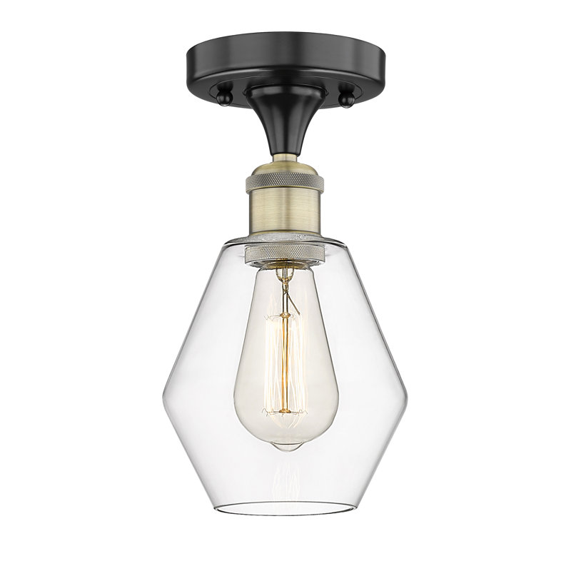 Plafonnier encastré Amylea, Transparent, Noir/laiton antique, H 9,63 po x l 6 po x P 6 po