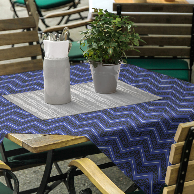 Nappe à chevrons à la main classic Stephenie, Bleu clair / noir