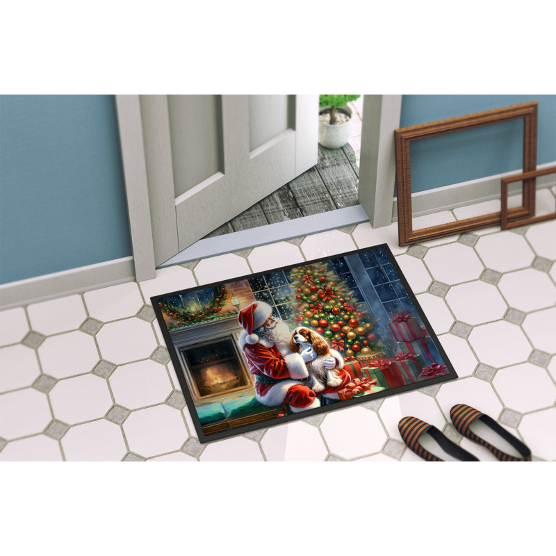 Paillasson Cavalier Spaniel and Santa Claus, L 18 po x L 27 po