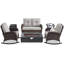 Ensemble de conversation pour causeuse en osier 5 pièces avec chaises berçantes et foyer d'extérieur Esquer-498772585-498772581