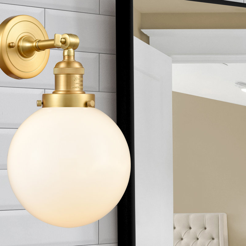 Clementina Dimmable Bath Sconce, Matte White Cased, Satin Gold, Bulb Not Included
