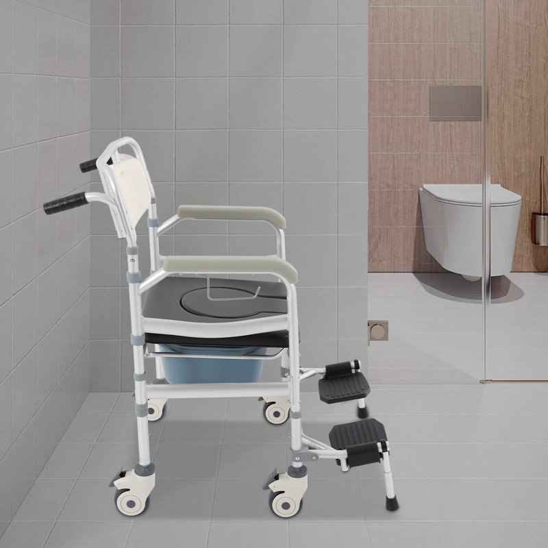 Foldable Height Adjustable Toilet Chair(Racquet-Shape Seat)