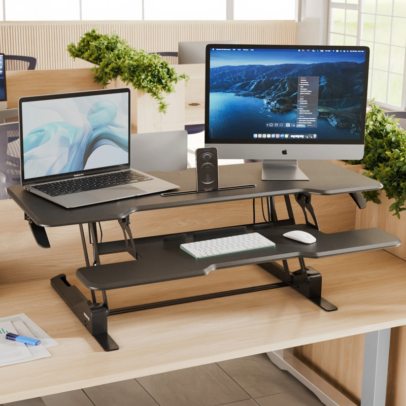 Mount-It Large Standing Desk Converter with 47 in, Desktop, Black