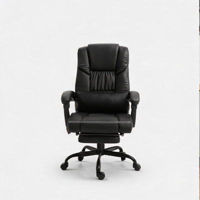 Jet Black Massage Recliner Office Chair with Adjustable Height, 26W x 29.5D, 130-Degree Recline