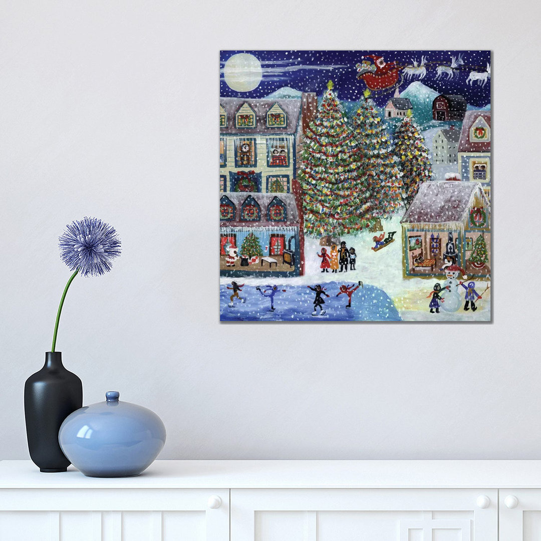 Santa Christmas Village by Cheryl Bartley - Print on Canvas