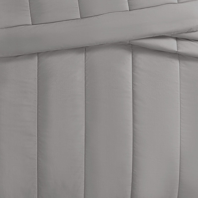 Brooklyn Loom Solid Cotton Percale Comforter Set, Gray, King + 2 King Shams
