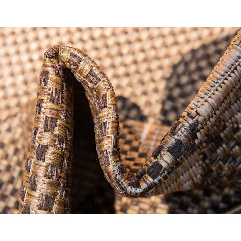 Easy-Care Diamond Brown Synthetic 5' x 8' Outdoor Rug