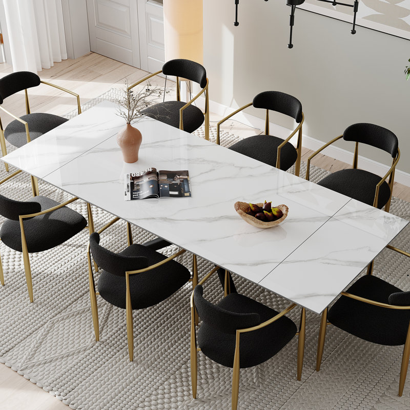 Table de salle à manger extensible 70,86 po à 102,36 po Modern Modern, Blanc