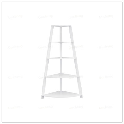 Contemporary Laminate 4-Tier Corner Bookshelf, Perfect For Modern Offices And Bedrooms, With Tipping Hardware For Stability.