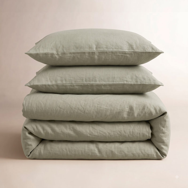 Ensemble de housse de couette 3 pièces Luca, Housse de couette pour très grand lit et 2 taies, Vert