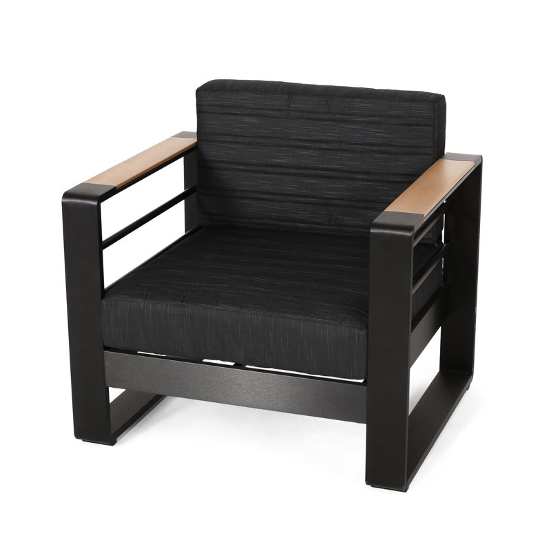 Resplendent Club Chair - Metal & Wood, Water- Cover, Slat Gleam Design Aluminum, Water-, Stable , 32.2"w X 24.71"h
