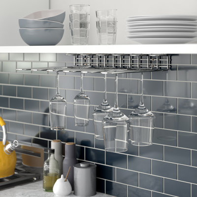 Wall Mounted Wine Glass Rack in Chrome
