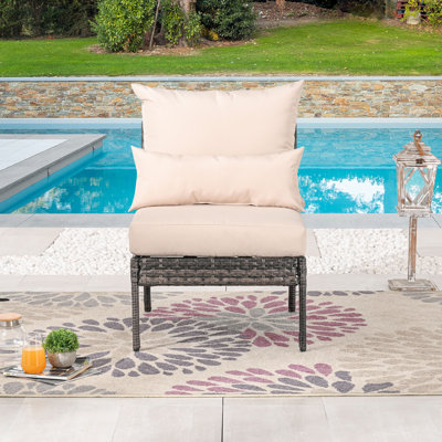 Chaise longue d'extérieur en osier 1 pièce avec coussins PE