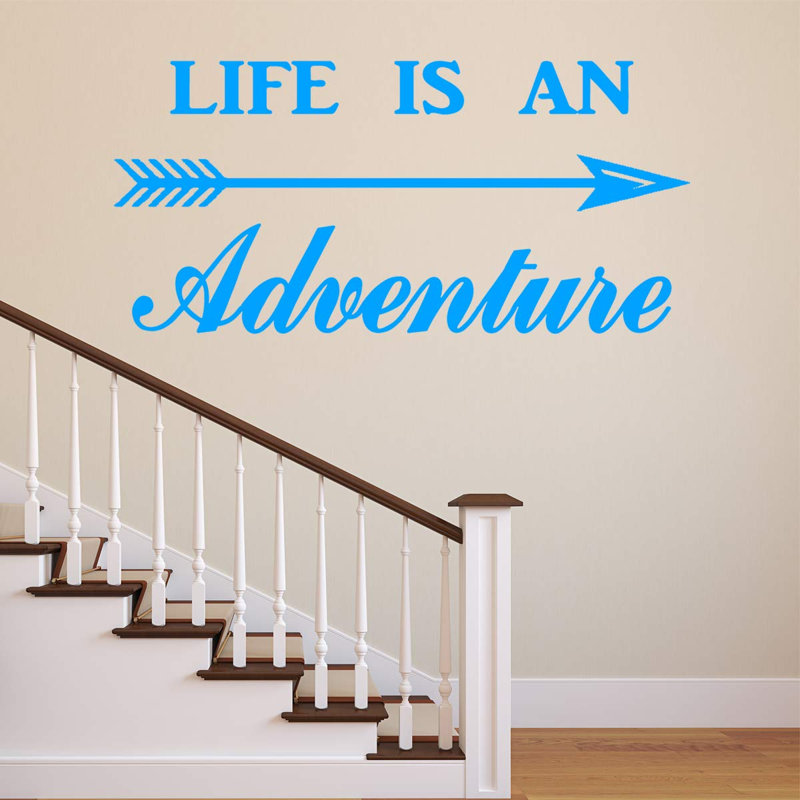 Décalcomanie murale « life is a adventurer adventurer », H 20 po x l 40 po, Bleu ciel