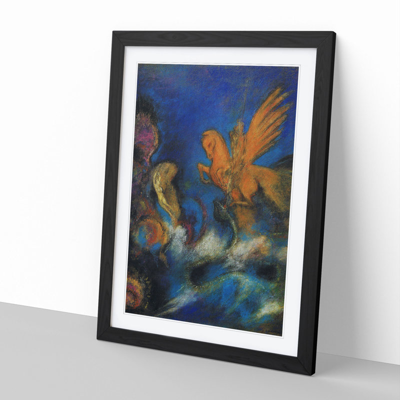 The Lighter of Dreams by Odilon Redon - Picture Frame Painting, 48cm H x 36cm W x 2cm D, Black