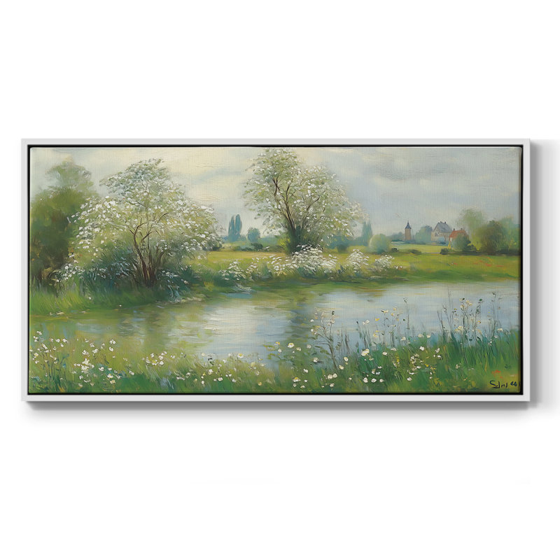 Botanical Series-CCI- Toile tendue avec châssis tendue - Prêt à accrocher, H 17 po x l 33 po, Blanc