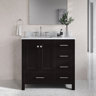 Flynt 37'' Single Bathroom Vanity with Carrara Marble Top
