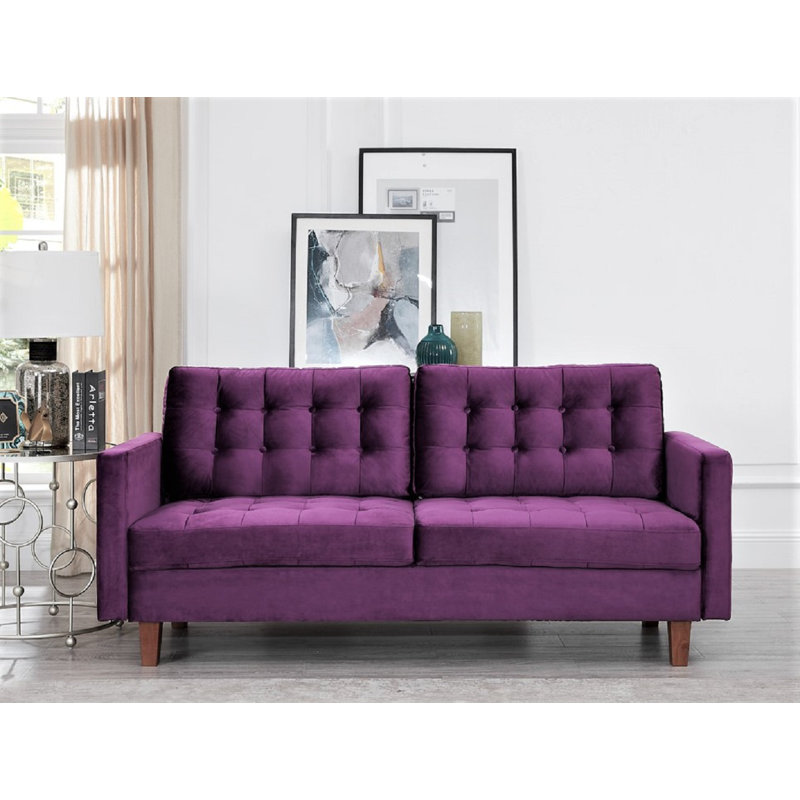 Brande 74.5'' Velvet Sofa, Purple