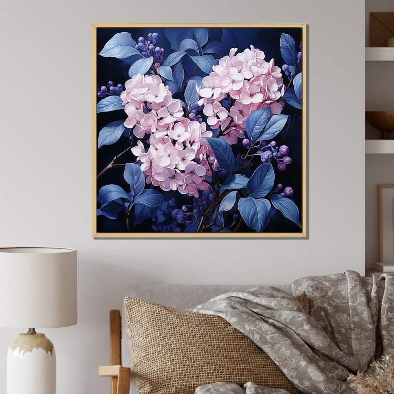 Jardin bleu de lilas IV sur toile, Cadre naturel flottant, H 30 po x l 30 po