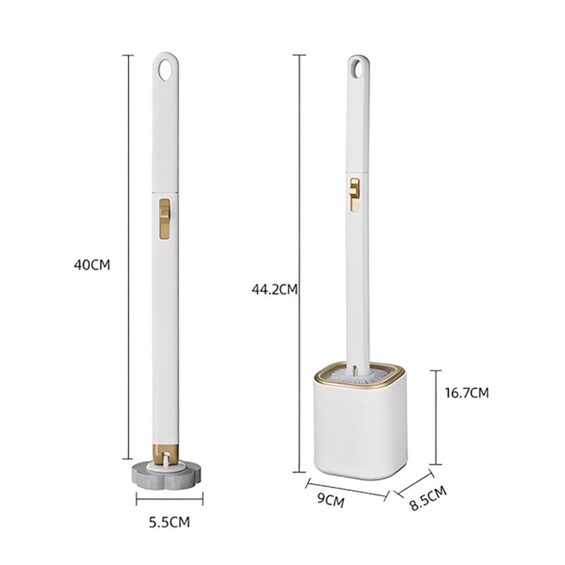 Ensemble de brosse de toilette murale avec piston et 24 têtes jetables, nettoyage à 3 couches, support sans perceuse, outil de nettoyage hygiénique pour salle de bain
