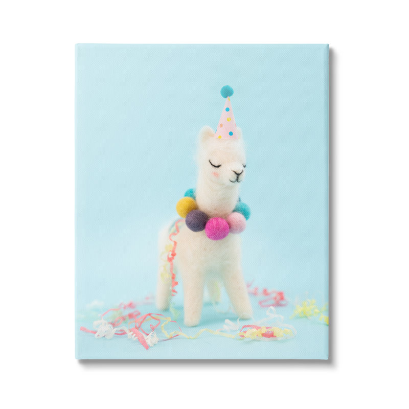 «Pastel Llama Party Hat Celebration» par Lemon & Sugar - photographie, H 48 po x l 36 po x P 1,5 po, Toile tendue