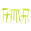 Bistro d'extérieur en fer thermolaqué, couleur lime mat, pour rassemblements, 2 chaises et 1 table