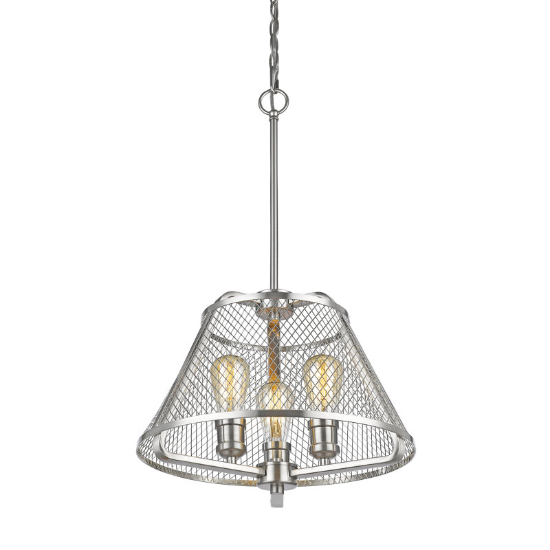 Lustre géométrique à 3 lumières Valya, Nickel brossé