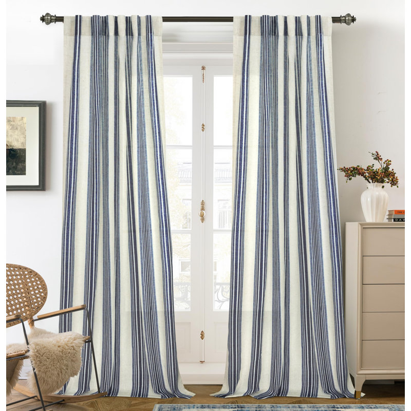 Rideaux semi-transparents avec passe-tringle Chris, L 52 po x L 102 po, Marine