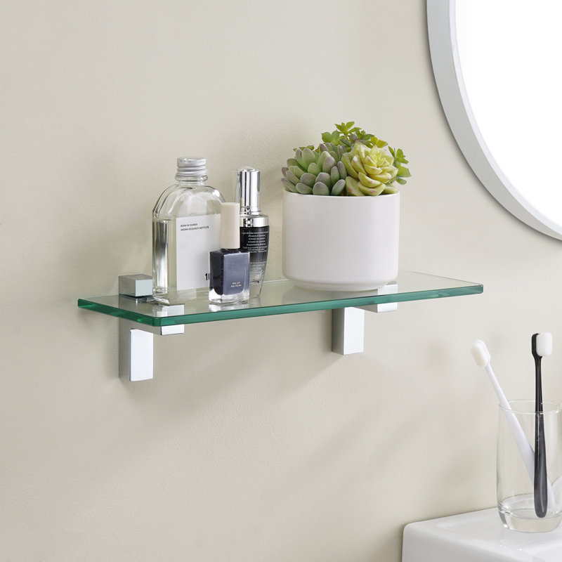 Tablette flottante Eunson, Chrome poli, 3.5" H x 13.8" W x 4.7" D