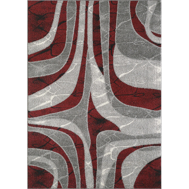 Tapis rouge / gris Evgeniy, Rectangle 2 pi x 3 pi