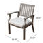 Chaises de salle à manger d'extérieur modernes en aluminium avec coussins gris foncé et argentés, conception à lattes ouvertes, 25,48 de large, structure stable, assemblage requis, rouille légère, incluse, structure