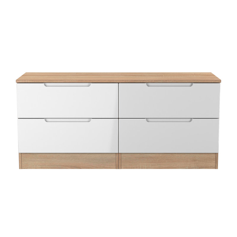 110 cm W Chest of 4 Drawers, White/Oak