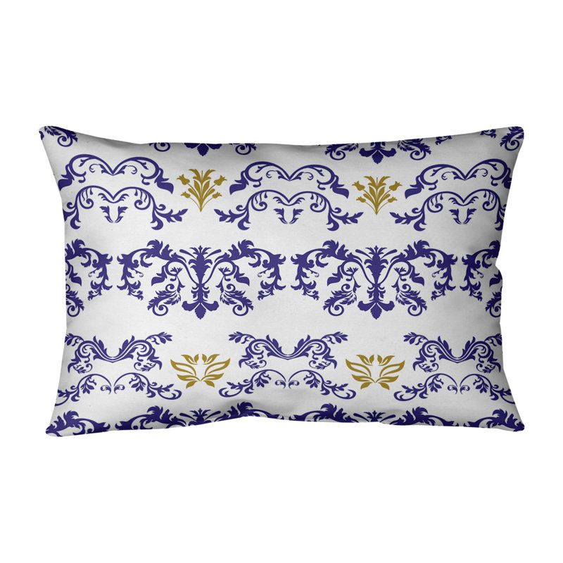 Housse et insert de coussin rectangulaire Baltimore Football Baroque, Polyester sergé, Blanc / Mauve / Jaune