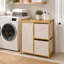 Trieur de linge en bambou avec 1 grand panier et 2 tiroirs en tissu, rangement multifonctionnel pour la salle de bain