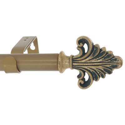 Rasmus Meriville 1-Inch Diameter Single Window Treatment Curtain Rod, Acanthus Finial III